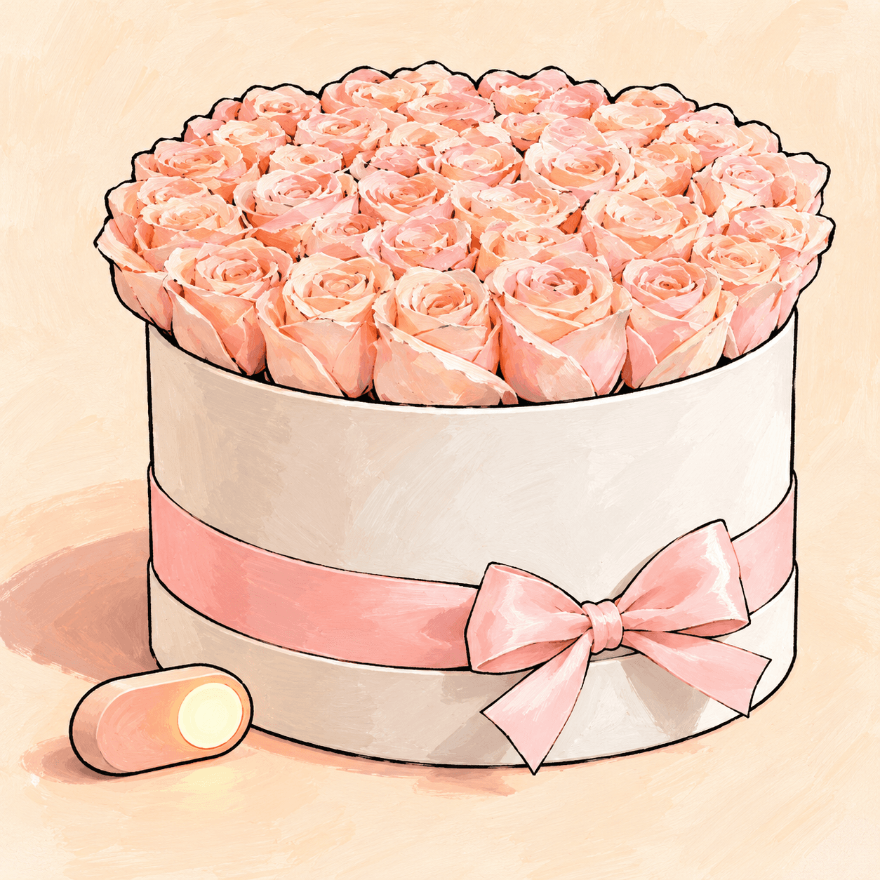 Peach Mode: an illustrated Deliverose composition.