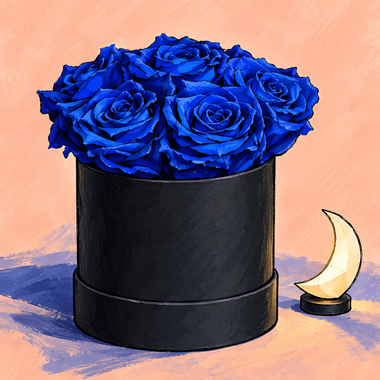Blue After Hours: an illustrated Deliverose composition.