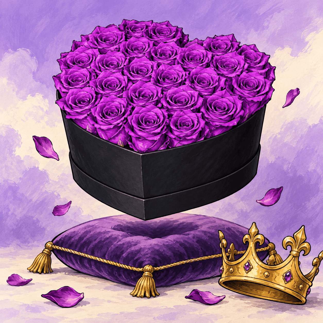 Purple Reign Check: an illustrated Deliverose composition.