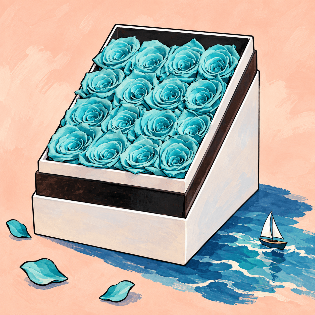 Ocean In A Frame: an illustrated Deliverose composition.