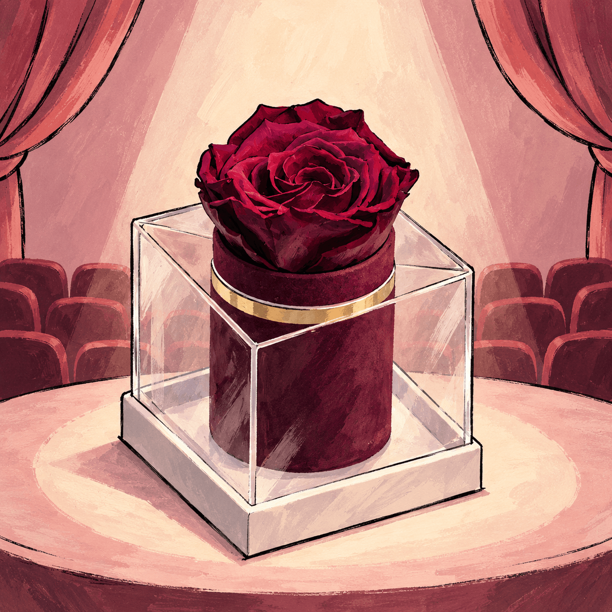 One Rose Show: an illustrated Deliverose composition.